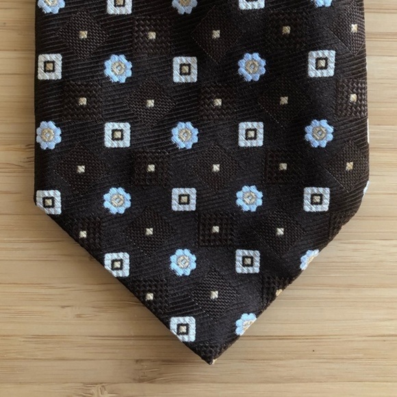 Altea Brown & Tan Silk Neck Tie - Picture 6 of 6